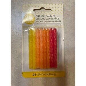 Lot of 2 Red, Orange and Yellow Ombre Birthday Candles, 24-Count